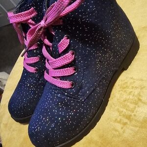 JOSMO Sparkly Blue Boots with Pink Laces. Tried On Only.